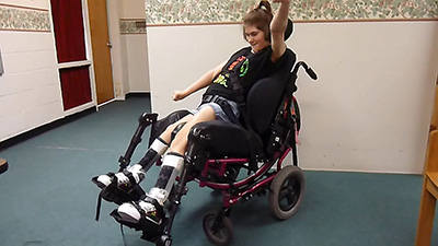 Amber is excited to receive her new Dynamic Footrests!