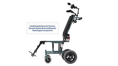 Seating Dynamics Combined Dynamic Head Back Foot Components for Wheelchair Movement