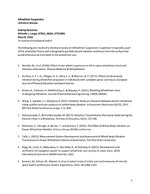 Literature Review on Wheelchair Suspension
