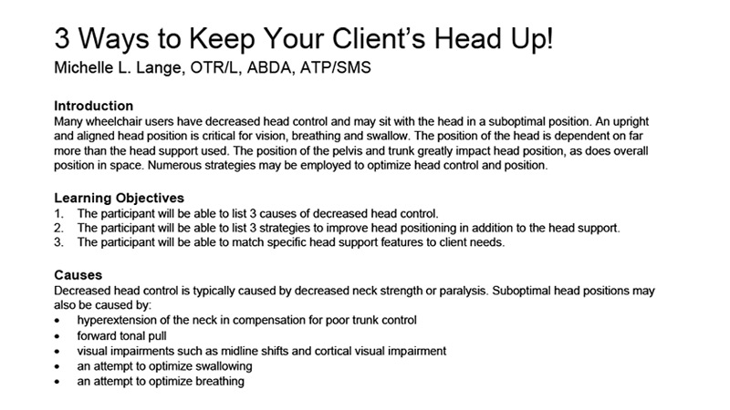 Positioning the Head ISS Paper