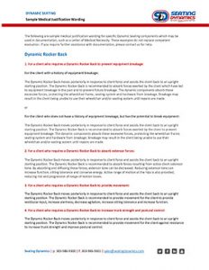 Seating Dynamics Medical Justifications
