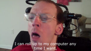 Carl using his computer