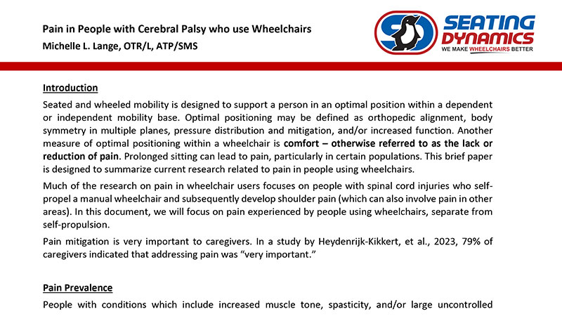 seating dynamics pain in people using wheelchairs 2023